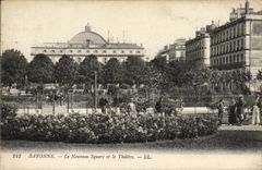 VINTAGE POSTCARD Bayonne the new public garden and the Theater