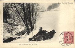 VINTAGE POSTCARD Customs the High Vosges Our customs officers in snow