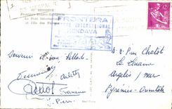 CPM Douanes Behobie Frontiere franco espagnole le pont international et l'ile des Faisans