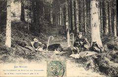 VINTAGE POSTCARD Customs the Vosges the camping of night of our customs officers