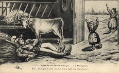 CPA Sapeurs Pompiers Legende de Saint Saulge Le pompier Vache 