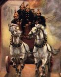 CPA Sapeurs Pompiers A call Chevaux Cheval