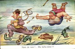 VINTAGE POSTCARD Poisson Diver