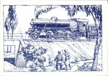 MODERN CARD Railroads Train Engine gr. 744 FS