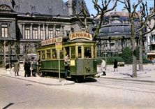 CPM Chemins de Fer Train Tramways de St Etienne Place de la Prefecture