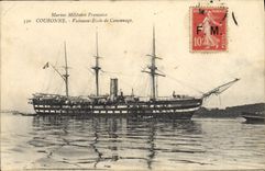 CPA Bateau Voilier Couronne Vaisseau Ecole de canonnage 