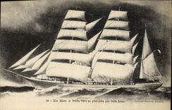 CPA Bateau Voilier Trois Mats au plus pres par belle brise