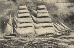 CPA Bateau Voilier Trois Mats au plus pres sous touts voiles