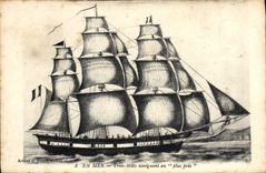 VINTAGE POSTCARD Sailing Boat at sea Three chechmates sailing with nearest