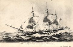 VINTAGE POSTCARD Sailing Boat the Crown Vaissea school of cannonading