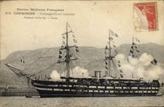 CPA Bateau Voilier Couronne Vaisseau Ecole saluant 