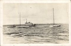 VINTAGE POSTCARD Boat Submarine Cherbourg Submarine Type ARIANE