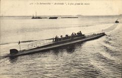 VINTAGE POSTCARD Boat Submarine the largest Archimedes of the world