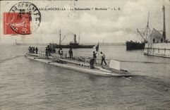 VINTAGE POSTCARD Boat Submarine Pallice La Rochelle the Berthelot submarine