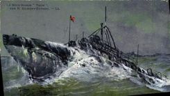 VINTAGE POSTCARD Boat Submarine Tuna by Dumont Duparc