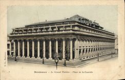 VINTAGE POSTCARD Bordeaux the large Theater Places Comedy
