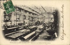 VINTAGE POSTCARD Industrie Machines Establishments of MISTERS Schneider & Co Tournerie with the workshops of constrictions