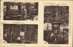 VINTAGE POSTCARD Industrie Machines Creusot Usines Schneider Fours has to puddle Bloom
