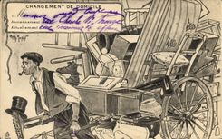 VINTAGE POSTCARD Change of residence Removal Morin Illustrator