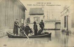 CPA Paris Crue de la Seine Rue Felicien David Demenagement en bateau 