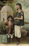 CPA Judaica Juif Scenes et Types Fillettes juives Enfant Femme