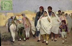 VINTAGE POSTCARD Jewish Judaica Tunisia Walk of Jews