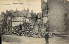 VINTAGE POSTCARD Jewish Judaica Luneville Street Castara and synagog after the Militaria fire