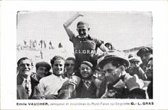 CPA Velo Cycle Cyclisme Emile Vaucher vainqueur et recordman du Mont Faron sur bicyclette G L Gras 