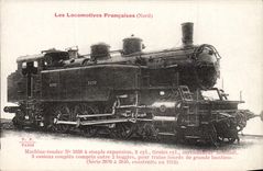 VINTAGE POSTCARD Train Engine Machine tender 3838 has simple expansion