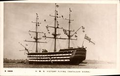 CPA Bateau Voilier HMS Victory flying Trafalgar signal