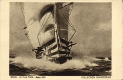 VINTAGE POSTCARD Sailing Boat Brown one three bridges Living room 1931 Chantereau