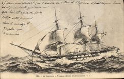CPA Bateau Voilier La Couronne Vaisseau Ecole des Canonniers 