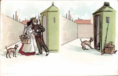 CPA Amour Soldat Militaria Chien