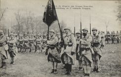 CPA Militaria Presentation du drapeau aux troupes francaises