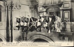 VINTAGE POSTCARD Militaria War of 1914 German Flags taken with the enemy With the vault of the Invalids