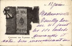 VINTAGE POSTCARD Militaria Flag Countryside of Flandres 1917