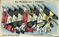 CPA Militaria Les 9 drapeaux pris a l'ennemi