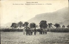 VINTAGE POSTCARD Militaria Our alpine in Given Alsace of the flag of the Alpine hunters