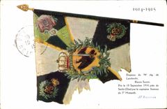 VINTAGE POSTCARD Militaria Flag of the 94eme regiment of Landwehr