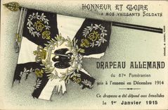 CPA Militaria Drapeau allemand du 87eme Pomeranien 