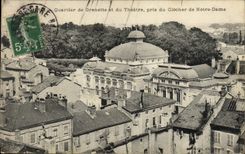 CPA Bourg Quartier de la Grenette et du theatre pris du clocher de Notre Dame