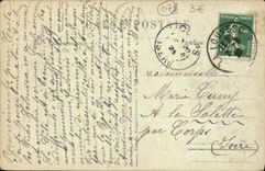 POSTAL Louvesc de la VENDIMIA visto a través de los abetos