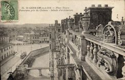 CPA St Germain en Laye Place Thiers Panorama pris du chateau Details d'architecture 