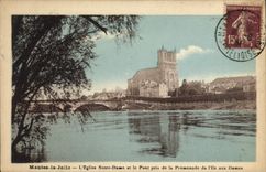 CPA Mantes la Jolie L'Eglise Notre Dame et le Pont Pris de la Promenade de l'Ile aux Dames