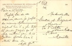 Tablas de Versalles de la POSTAL de la VENDIMIA pequeñas de lavabos de Versalles y de jets de agua al parque de Trianon grande