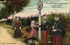 Aduanas Alsacia alemana sin fronteras de la POSTAL de la VENDIMIA