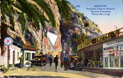 Aduanas francesas italianas Menton sin fronteras de las aduanas de la POSTAL de la VENDIMIA