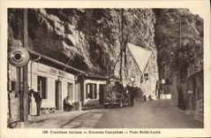 Puente santo louis de las aduanas francesas de la POSTAL de la VENDIMIA
