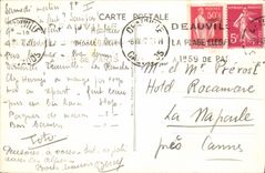 VINTAGE POSTCARD Sailing Boat Deauville flowered Beach Two yachts on the open sea