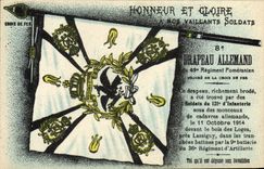 VINTAGE POSTCARD Militaria German Flag of the 49eme regiment pomeranien